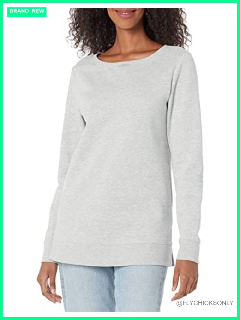 Open Neck Loose Fit Fleece Tunic Sweatshirt